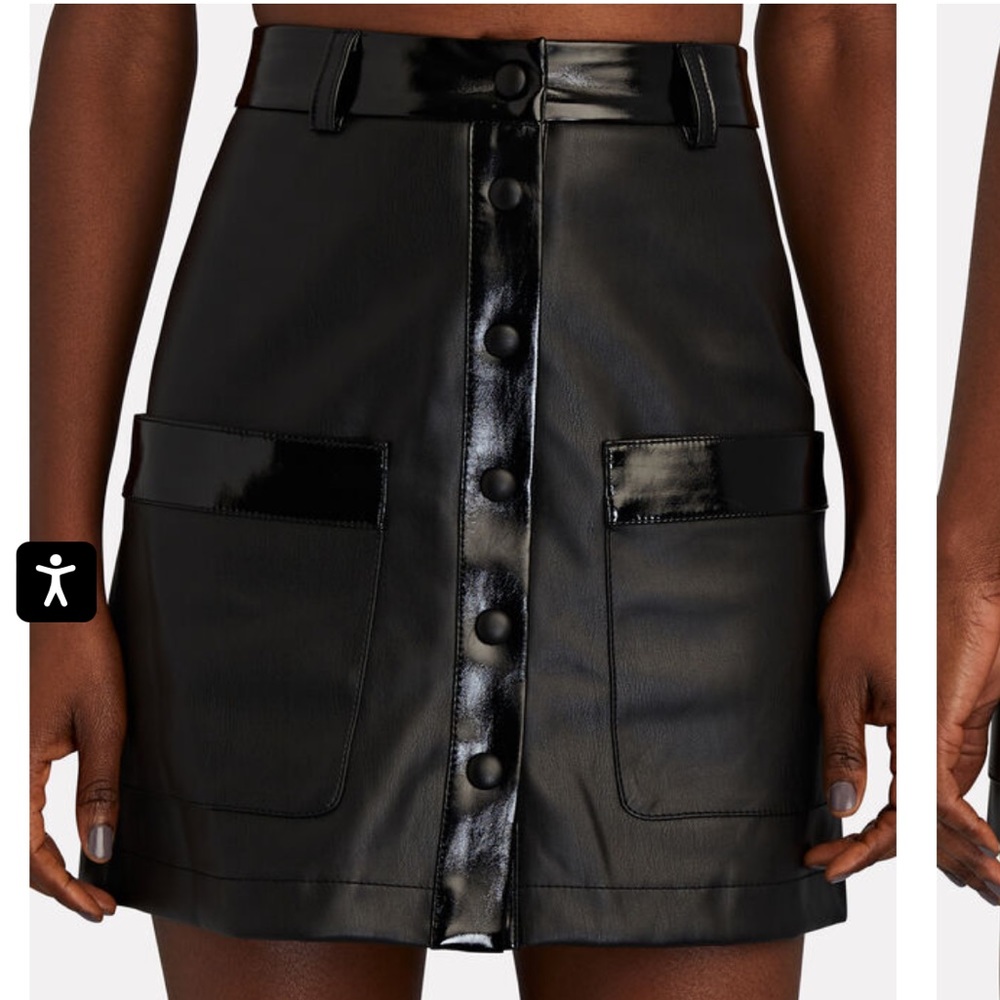 STAUD Paper Vegan Leather Mini Skirt